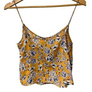 Aeropostale | yellow crop cami blue floral print size S
